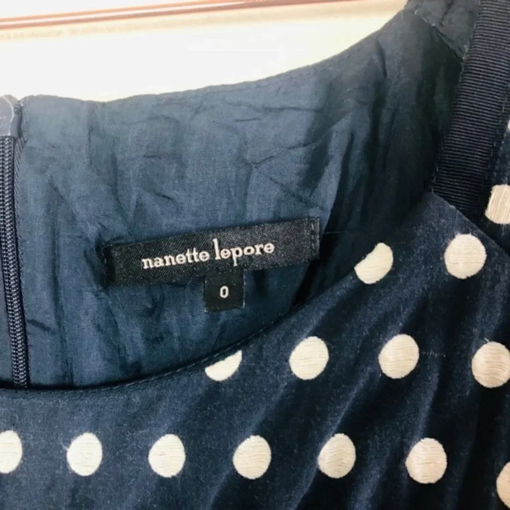 EUC Nanette Lepore Black Polka Dot Bodycon Dress 0